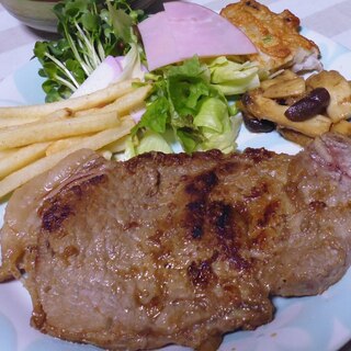 夕食を豪華に♪ワンプレートでステーキ